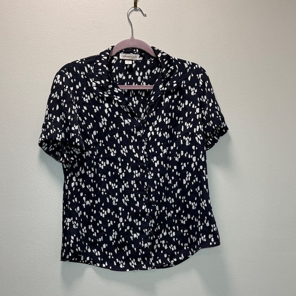 Button Down Shirt | Coldwater Creek | Navy and White
